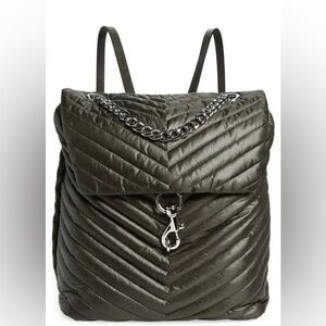 Rebecca Minkoff Edie Quilted Leather Backpack - Seaweed Green - Chain Detail